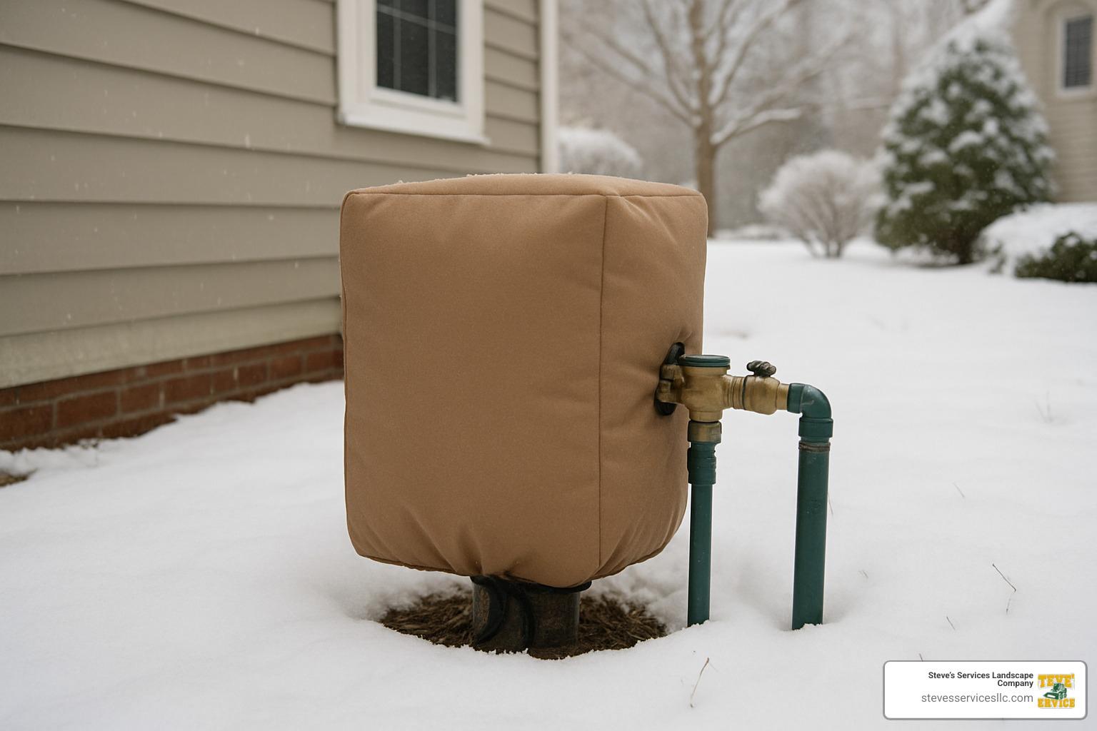 Insulated irrigation backflow preventer protected from winter freezing